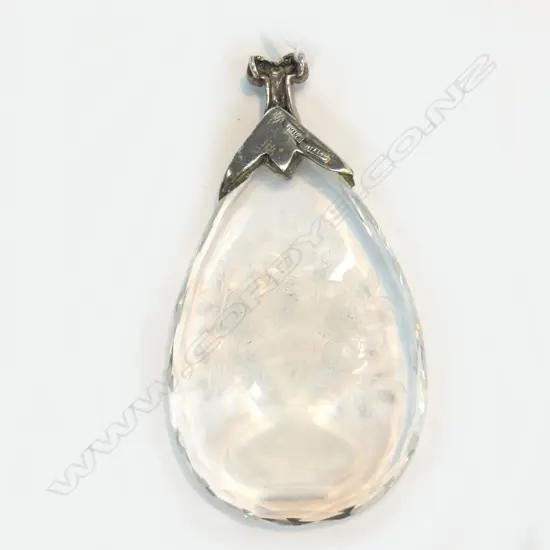 ANTIQUE GLASS SILVER AND MARCASITE GERMAN PENDANT 