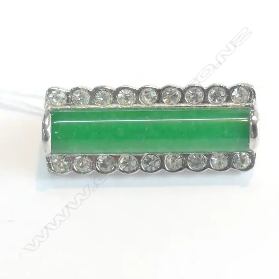 SILVER & JADEITE CYLINDER BROOCH 