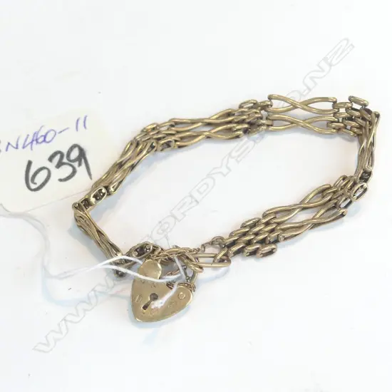 9CT YELLOW GOLD GATE LINK BRACELET 15.7gms