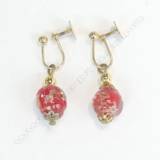 9CT GOLD & VENETIAN GLASS EARRINGS