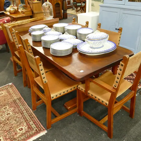 PETER SMEELE VINTAGE KAURI PLANK TABLE & 6 CHAIRS