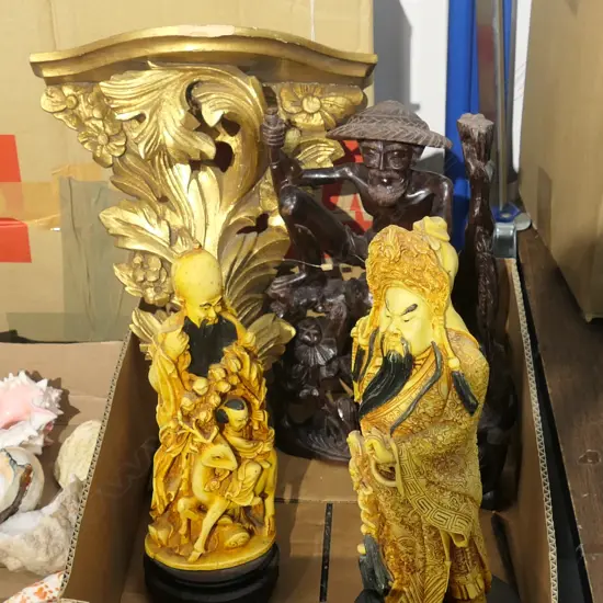 LOT ASST INCL. 2 FAUX IVORY FIGURES ETC