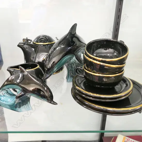 GERMAN TEA SET + 2 POOLE POTTERY DOLPHINS