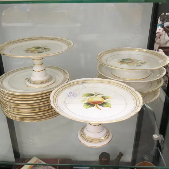 12 19TH C FRUIT PLATES + COMPORTS 