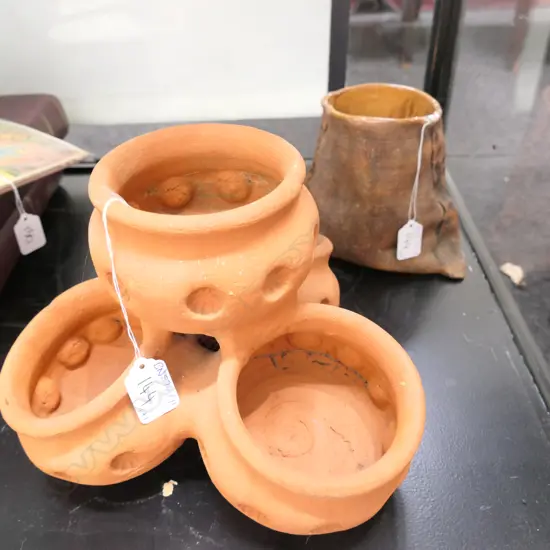 2 HAND POTTED PLANT HOLDERS