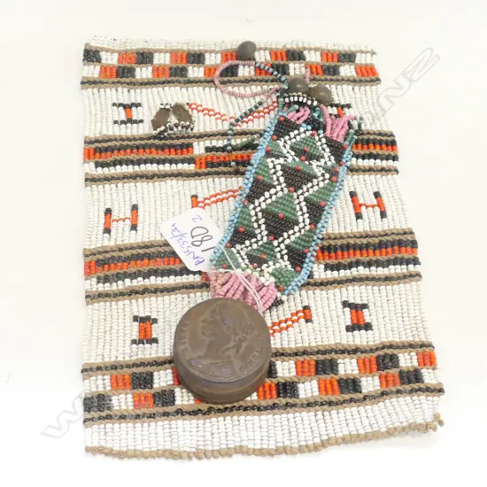 TWO SOUTH AFRICAN BOER WAR ERA BEADED ITEMS; PANEL AND MEDAL