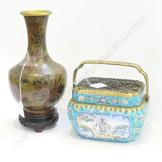 CLOISONNE VASE + ANOTHER 