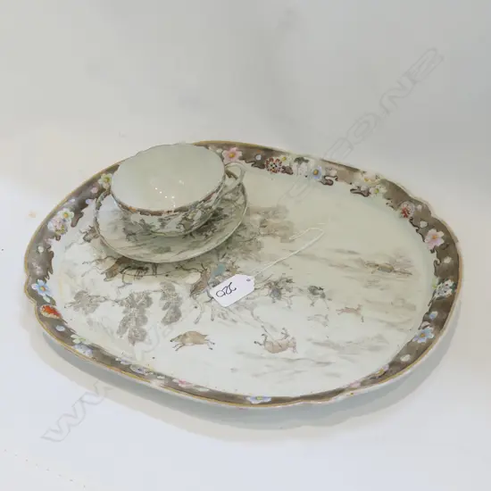 JAPANESE PORCELAIN TRAY +CUP AND SAUCER