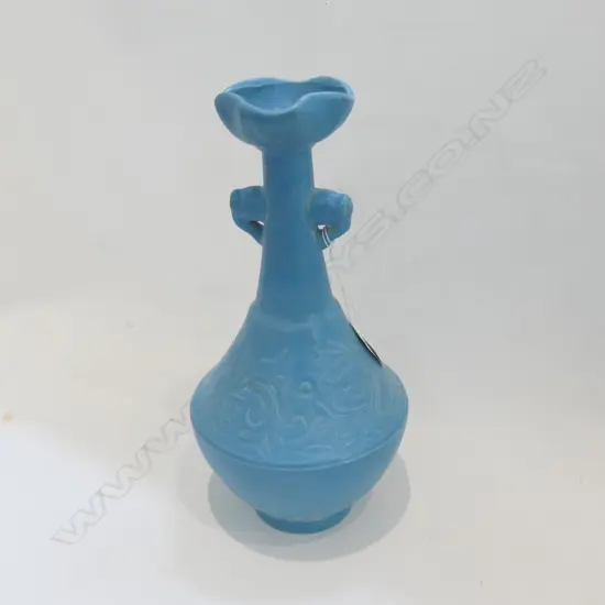 CHINESE POWDER BLUE GLAZED VASE TULIP TOP H.265mm