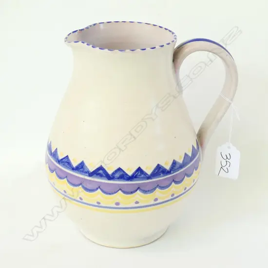 POOLE CARTER STABLER ADAMS JUG - HAND POTTED / PAINTED ART DECO JUG H. 200MM