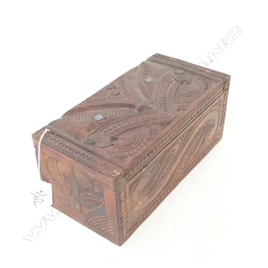CARVED WOODEN MAORI BOX 200MM L