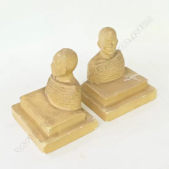 MAORI CHIEF ART DECO PERIOD BOOKENDS H. 130MM