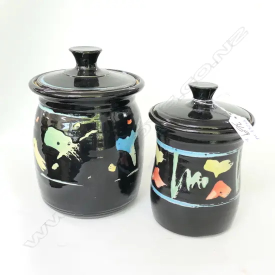 TWO LIDDED JARS BY PETER LANGE
