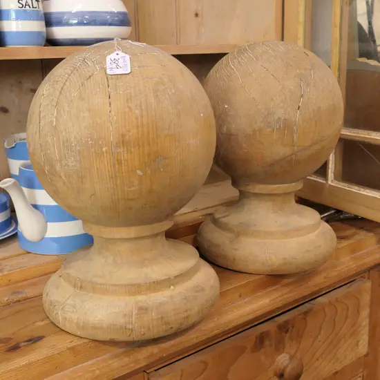 PAIR OF ANTIQUE ARCHITECTURAL FINIAL BALLS 330MM H