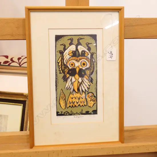 NIGEL BROWN MUKA PRINT 'BIRDS TOGETHER' 1990