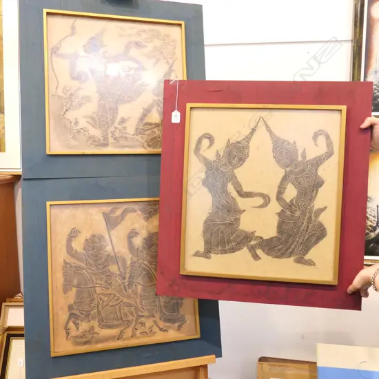 3 LARGE FRAMED ARTWORKS LARGEST - 945 X 1855MM INCL. SGD ABSTRACT BRIAN TILBROOK '84