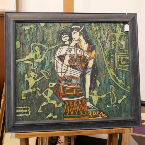 WOOSHINE OIL PAINTING MOTHER & CHILD