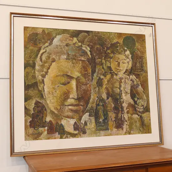 LARGE A/U MIXED MEDIA ON BOARD - FRAME: 1150 X 1350MM