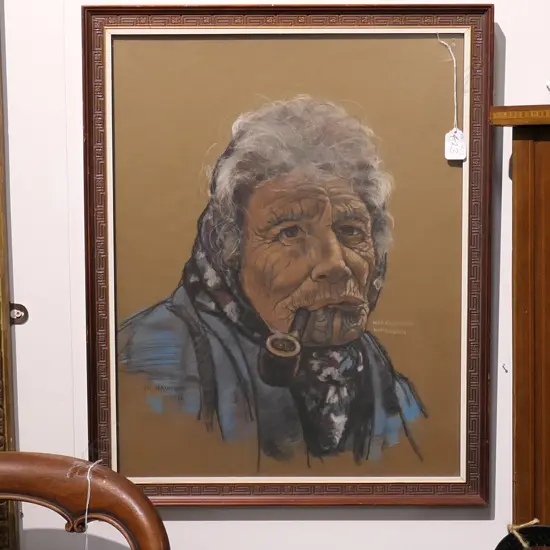 PASTEL OF MAORI WOMAN SGN. N HAWORTH 1970
