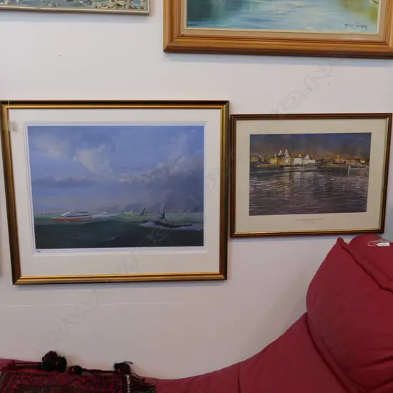 2 PRINTS; LIVERPOOL AND BOATS LARGEST 700MM W X 590MM H