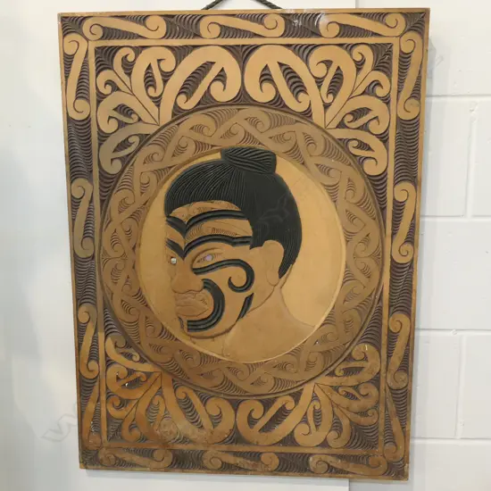 MAORI CHIEF CARVED PANEL 600MM W 80MM H