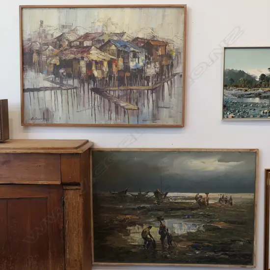 2 FRAMED ABSTRACT LANDSCAPE PAINTINGS - LARGEST 655 X 915MM