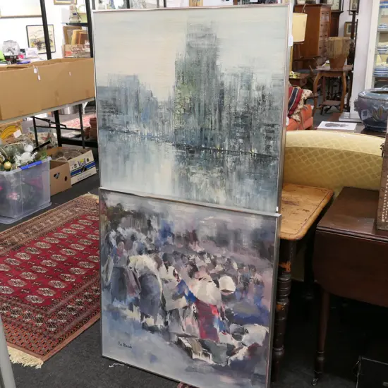 2 FRAMED ABSTRACT PAINTINGS 770 X 770MM