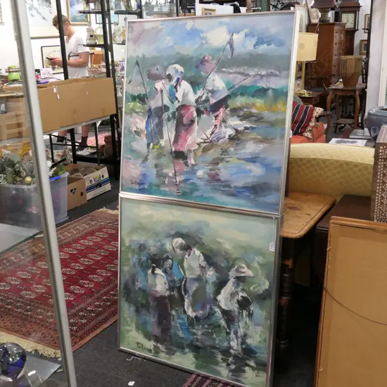 PR FIELD WORKERS OIL ON CANVAS PAINTINGS 770 X 770