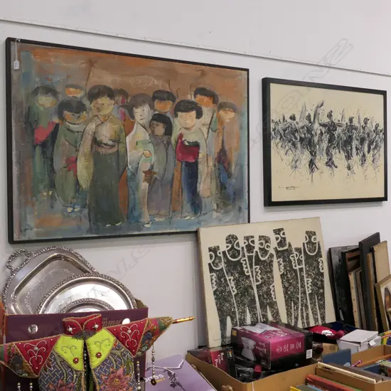 3 FIGURATIVE PAINTINGS - LARGEST 815 X 1170MM