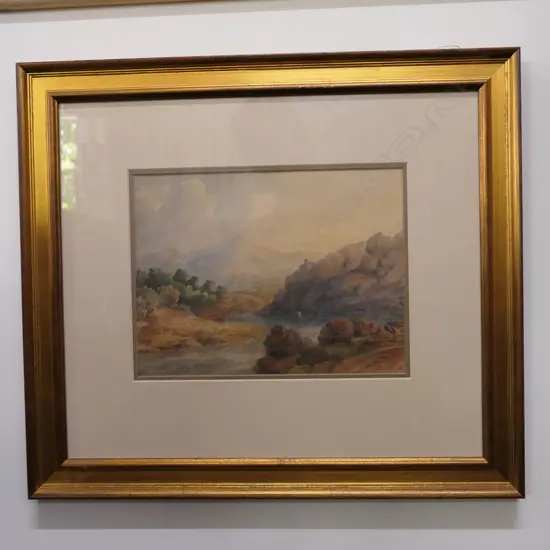 19thC SCOTTISH W/C LANDSCAPE w CASTLE