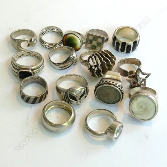 15 HEAVY SILVER RINGS