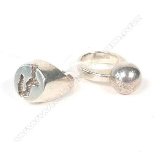 TWO BRUTALIST SILVER RINGS