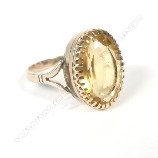 9CT CITRINE/TOURMALINE ? RING CLAW SET