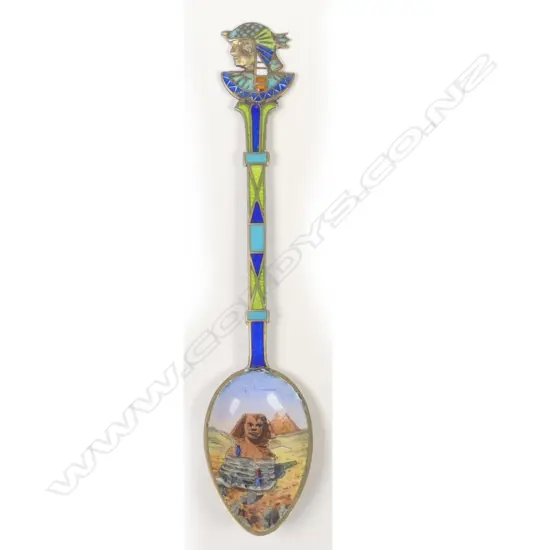 EGYPTIAN SILVER GILT/ENAMEL SPOON