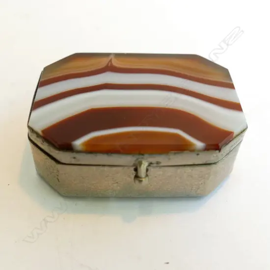STRIPED AGATE LIDDED CONTAINER, AF, 50MM WIDE