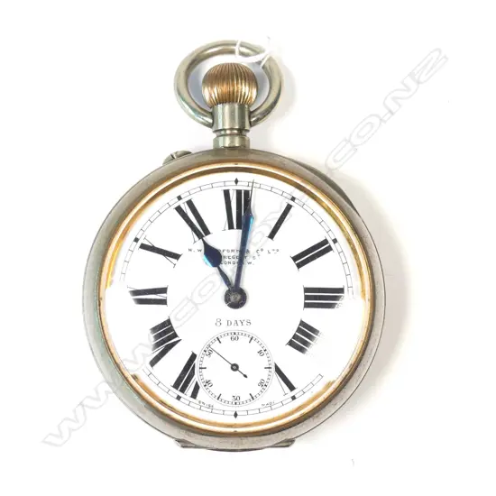 LGE EARLY 20THC SWISS '8 DAYS' POCKET WATCH
