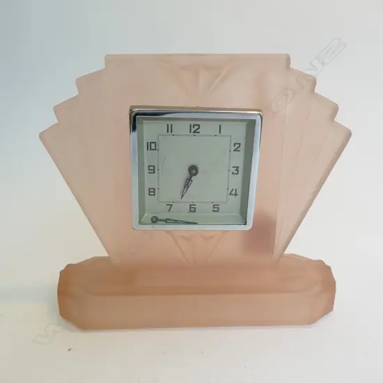 ART DECO PEACH GLASS CLOCK