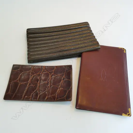3 LEATHER ITEMS: CARTIER FOLDER+ LA BAGAGERIE...