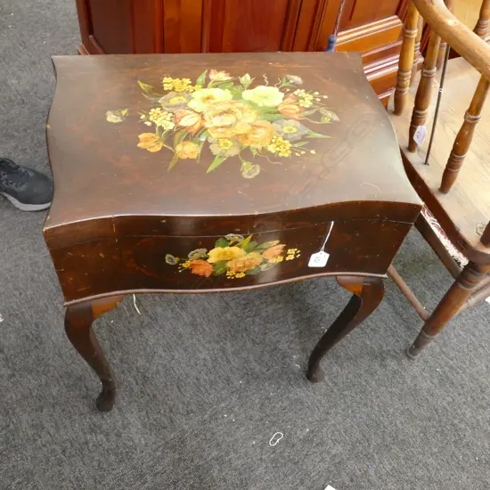 PAINTED QUEEN ANNE STYLE SEWING BOX H. 610MM