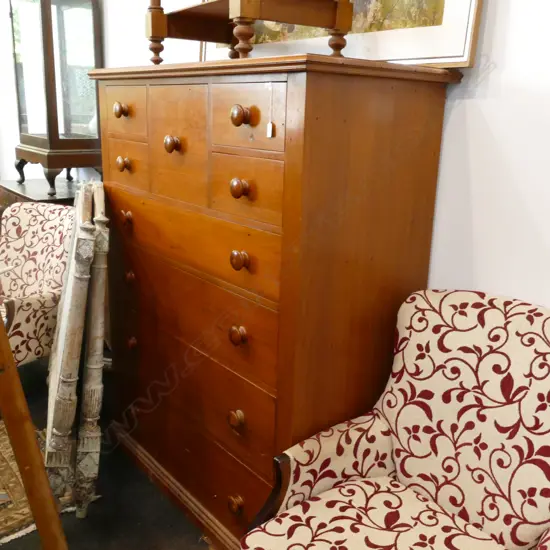 LARGE 9 DRAWER RIMU CHEST OF DRAWERS