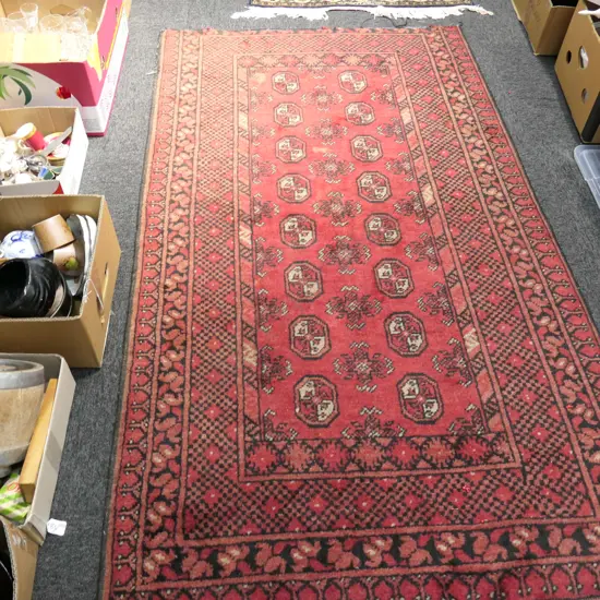 HAND KNOTTED RED RUG L 1830 MM