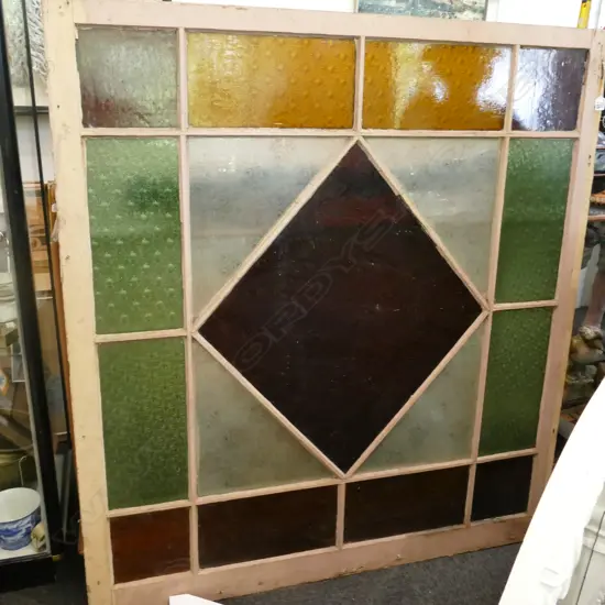 19THC LGE STAINED GLASS VERANDA WINDOW 