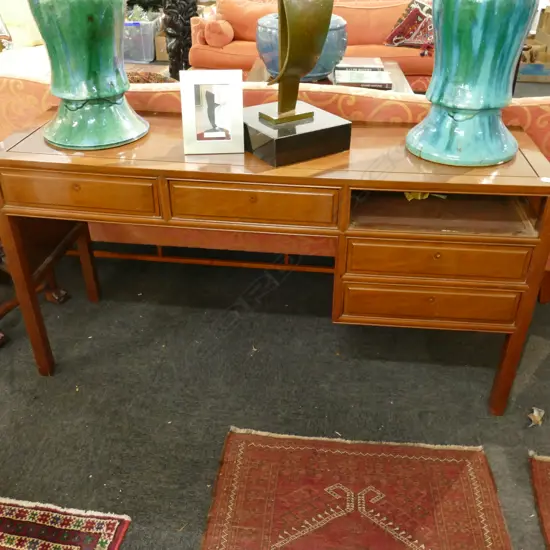 CHINESE HARDWOOD DESK. SOME ATT. REQ'D W. 1450MM