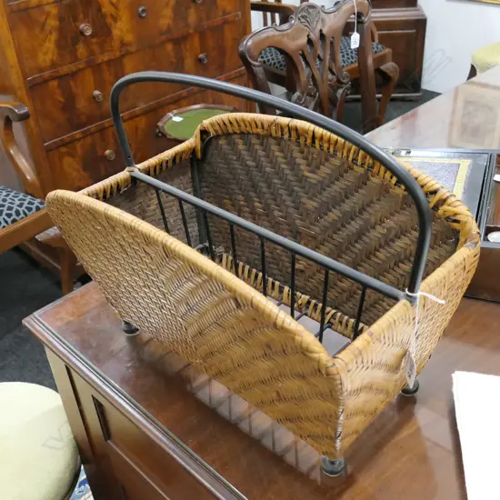 RATTAN CANE MAGAZINE RACK