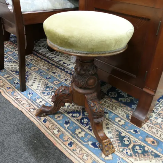 WALNUT PIANO STOOL 