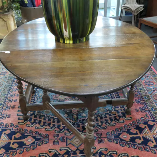 OAK DROPSIDE BARLEY TWIST GATELEG TABLE W. 1170MM