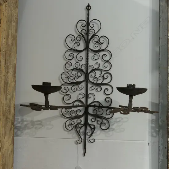 PAIR OF WROUGHT IRON SCROLLING WALL SCONES (AF)