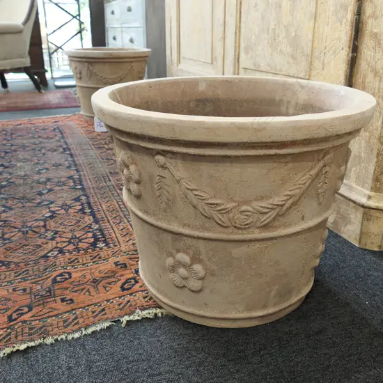 PAIR TERRACOTTA FRENCH STYLE GARDEN PLANTERS DIA.500mm