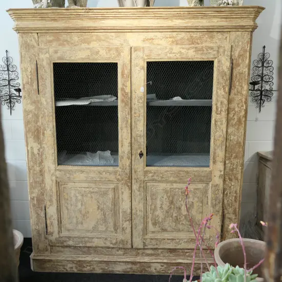 EARLY 19THC FRENCH DISTRESSED PAINTED ARMOIRE W. 1780MM