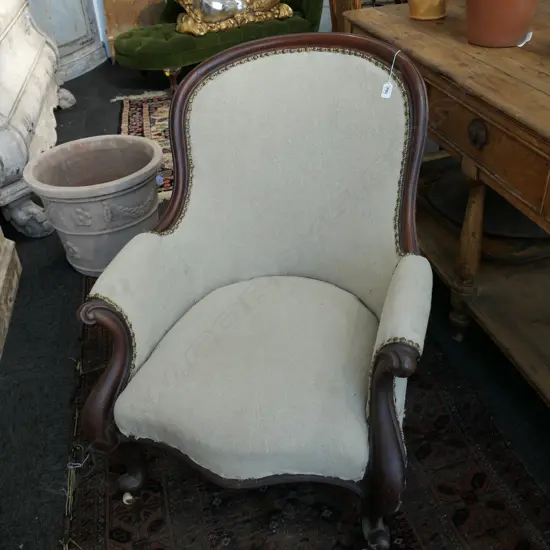 VICT. MAHOGANY GRANDFATHER CHAIR 